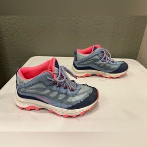 Merrell Big Kids Moab Speed Mid Dusty Blue/Coral Shoes/ Boots Sz 2.5M- MK165213